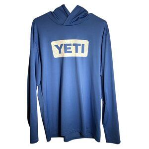 Yeti Mens Hoodie Sweatshirt Large Blue Long Sleeve Hooded Shirt Pullover Casual